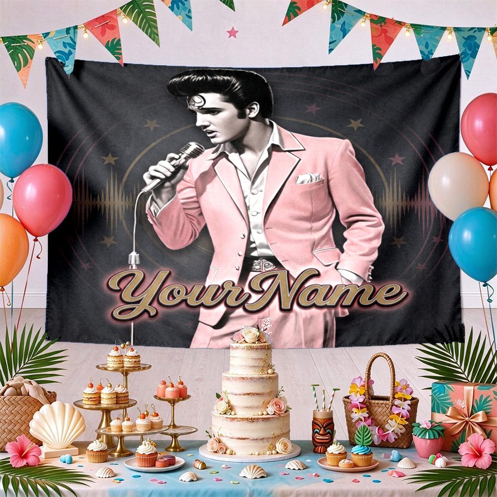 Elvis Custom Your Name Wall Decor Tapestry Art For Pet Memorial Birthday Wedding Party Backdrop Family Gift
