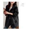 Fashionable Plus Size Women Mid-length Windbreaker Coat with Hooded for Spring and Autumn