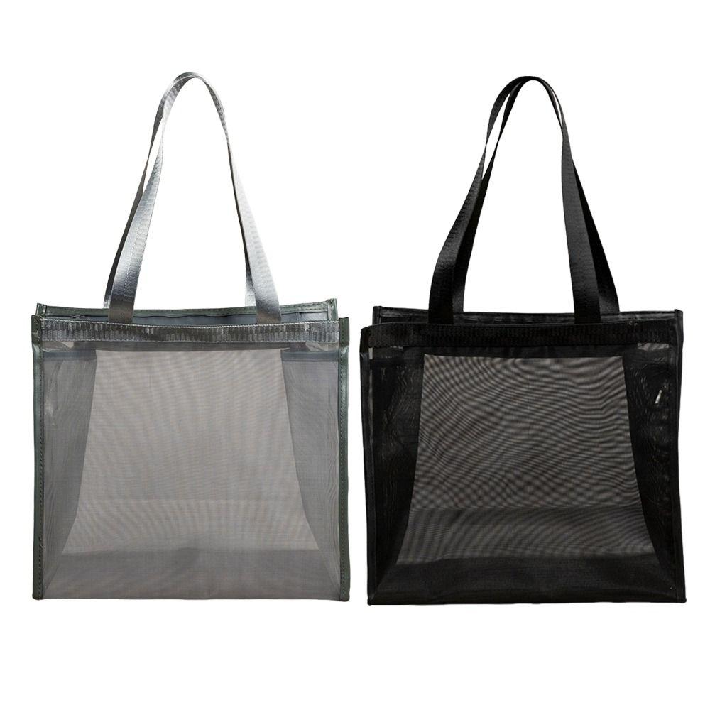 New Mesh Shoulder Bag Large Capacity Transparent Makeup Storage Bag Multifunctional Hollow Handbag Women