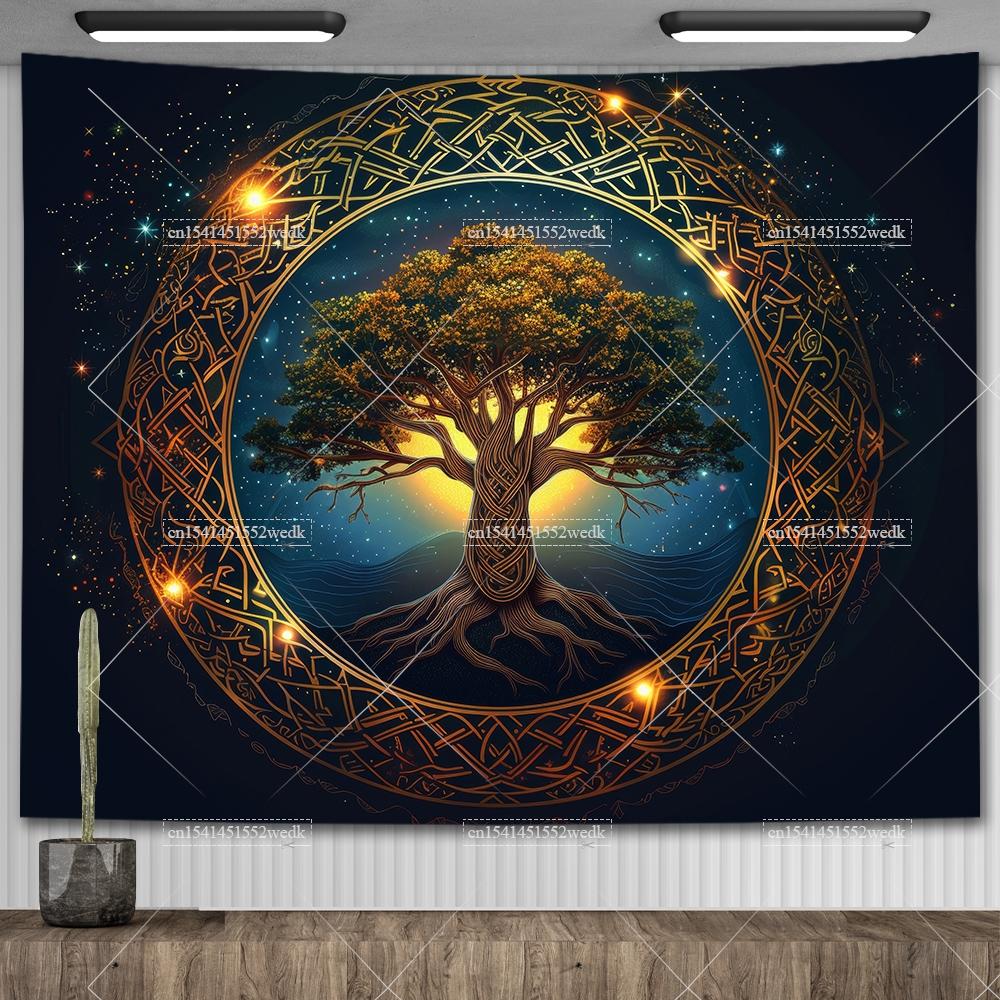 Кельтское Древо Жизни Гобелен Настенный декор Комнатные гобелены Эстетические коврики для йоги Пейзажные гобелены Настенное искусство Декоративные алтарные полотна