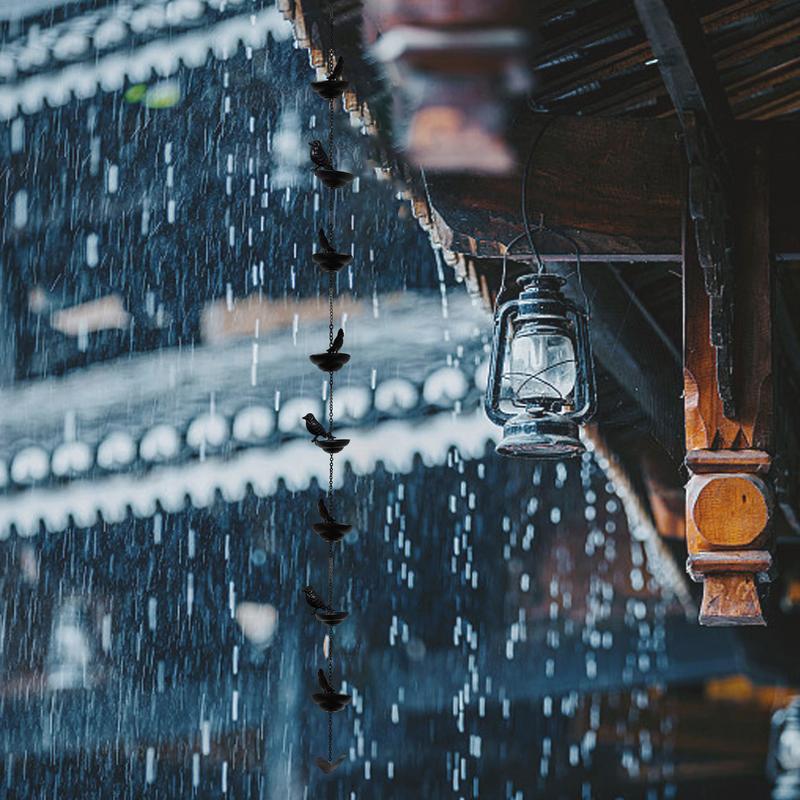 Rain Catcher Chain Decorative Bird Rain Chime Antique Metal Rainwater Chain Functional Basin Replacement 1m Mobile Outdoor Bird