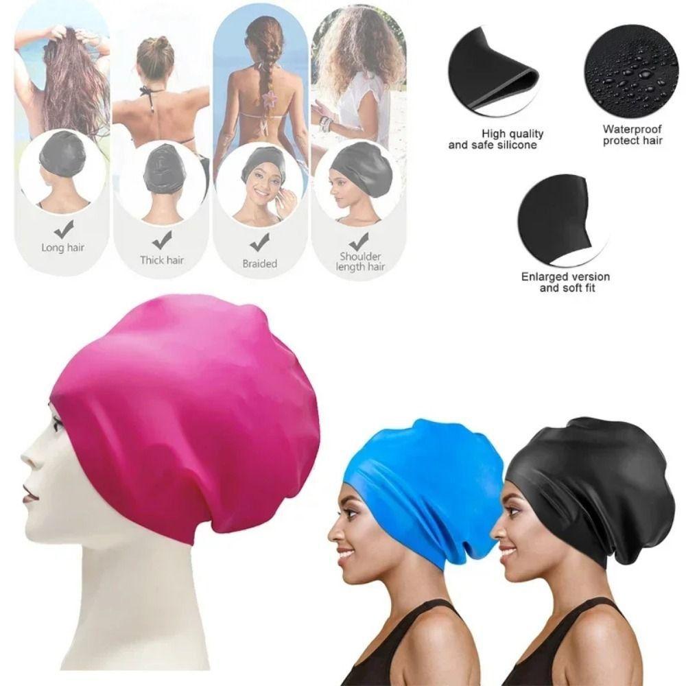 Elastic Waterproof Swim Cap Soft Snorkeling Cap Silicone Swim Headgear  Spearfishing