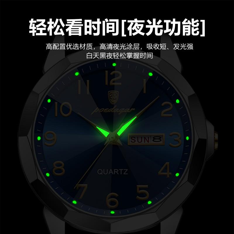Swiss Mens Quartz Wrist Watch Luxury Waterproof Dual Calendar Business Wristwatch