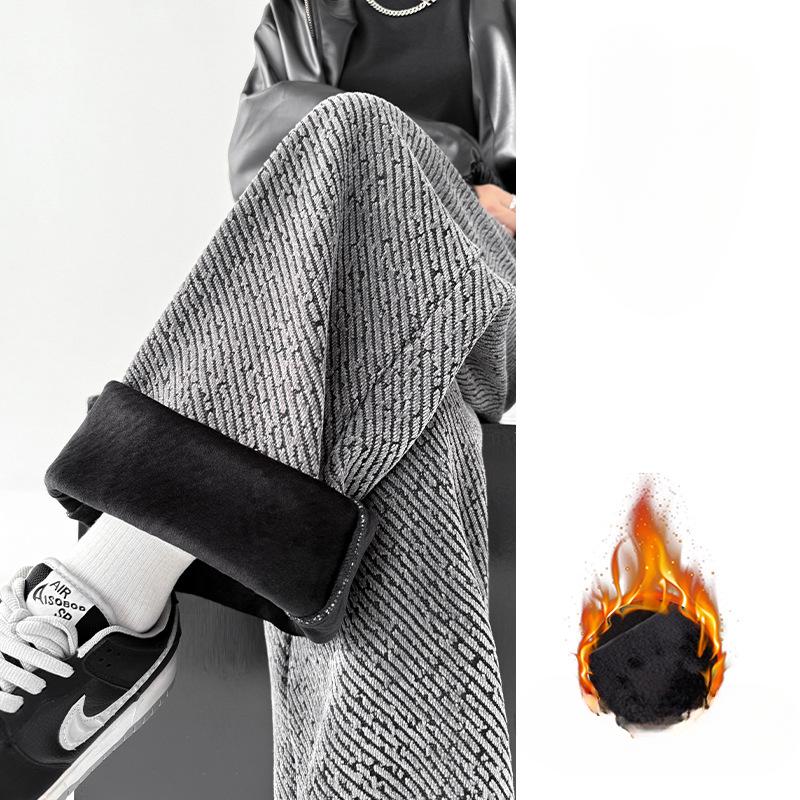 Полосатые широкие брюки женские осенне-зимние бархатные утолщенные ретро-атмосферные повседневные брюки с драпировкой