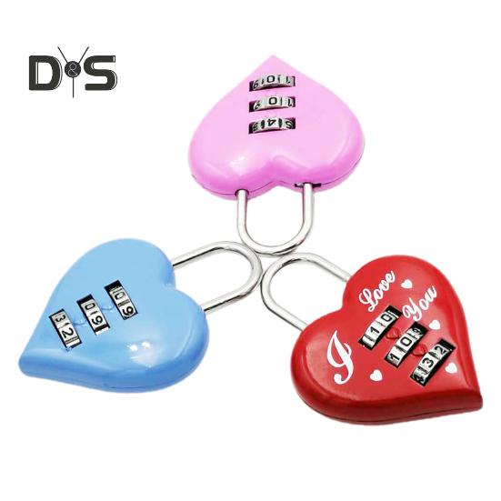 Stainless Heart Lock 3 Numbers Chic Suitcase Box Padlock