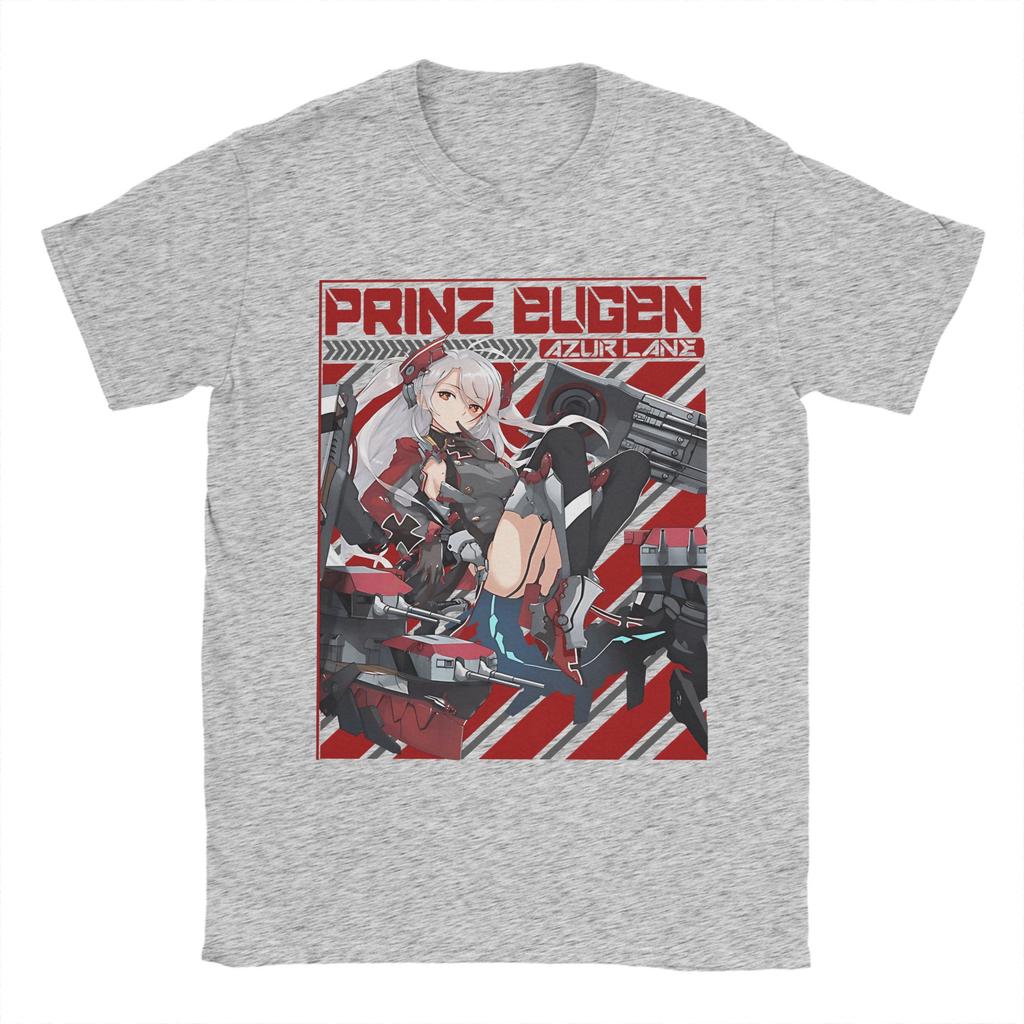 Игровая футболка Azur Lane 100% хлопок для взрослых Пляжная PRINZ EUGEN Винтажные футболки с круглым вырезом Модные крутые футболки Большого размера Одежда с принтом