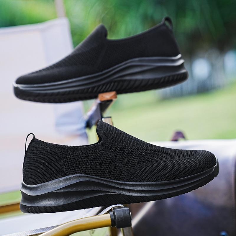 Летняя обувь для ходьбы большого размера, мужская обувь из летучей ткани, дышащая повседневная обувь, спортивная легкая обувь на мягкой подошве для бега и путешествий