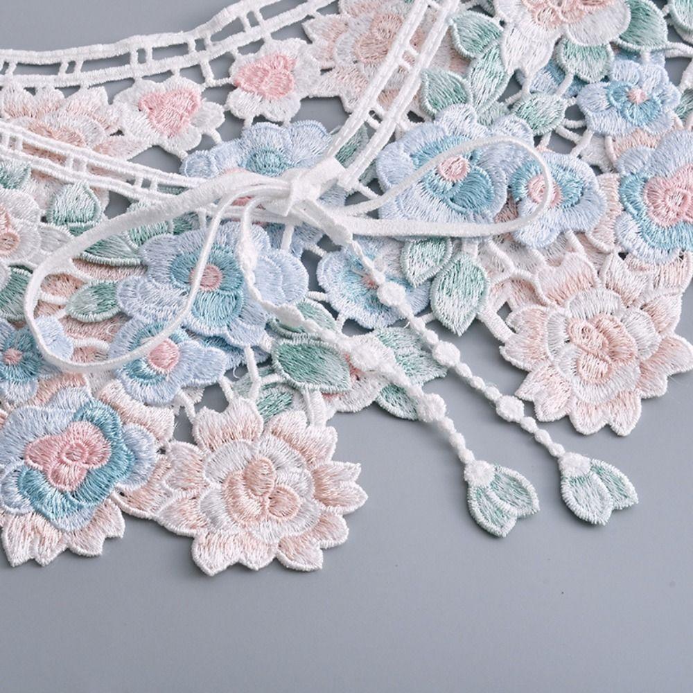 Detachable Embroidered Flower Fake Collar Floral Lace Neckline Shawl Lace Collar Women/girls