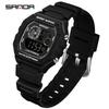 SANDA New Men Watch Model 2202 Electronic Digital Movement Rectangle Display Dial Outdoor Sports Watertight Male Wrist Watch