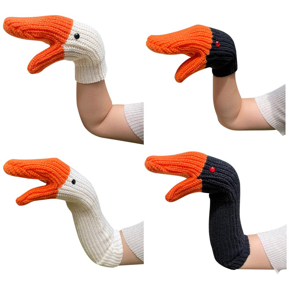 Вязаные перчатки унисекс в виде лебедя, морозостойкие перчатки Kawaii Swan, креативные вязаные перчатки с полным пальцем на осень и зиму