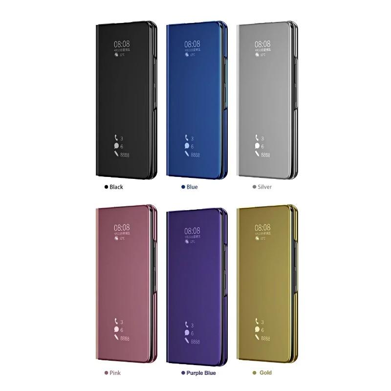 Чехол-книжка с зеркалом, защитный чехол Smart View Kickstand для Samsung Galaxy Z Fold 6, 5, 4, 3, 2 с держателем подставки, защитный металлический противоударный