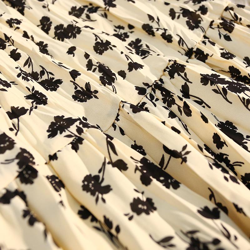 Женская юбка А-силуэта с цветочным принтом и плиссе — ретро, средней длины, с высокой талией, весна/лето 2025 г.