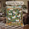 Floral Watercolor Theme Throw Blanket Custom Name Text Personalized Blanket Soft Cozy Blanket for Home Sofa Bed