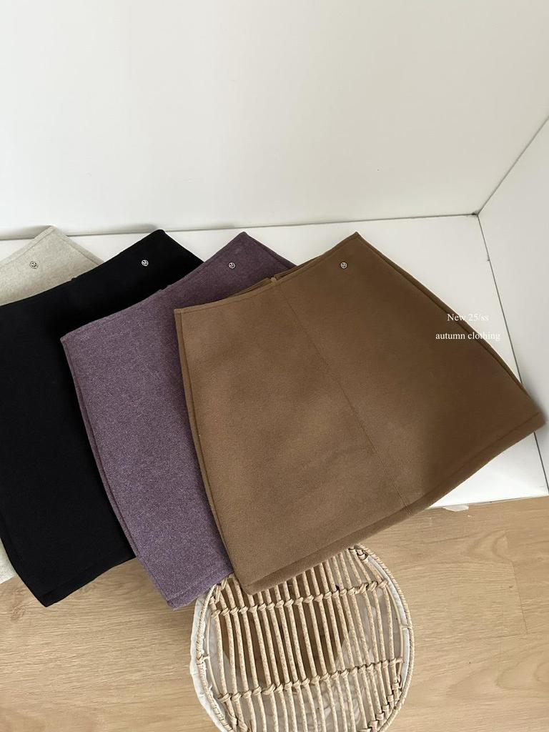 CHAO Women's High Waist Wool A-line Skirt - Autumn/Winter Slimming and Versatile Short Skirt