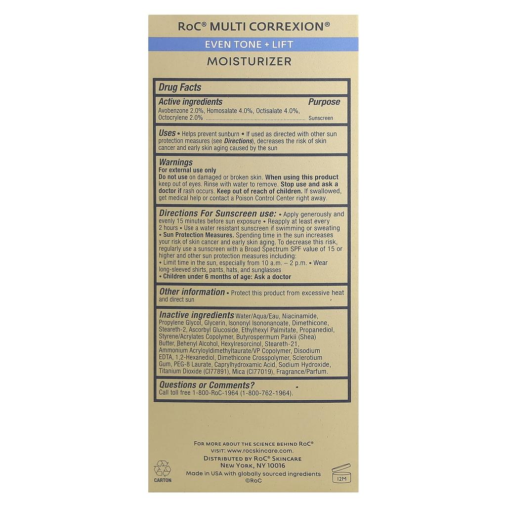 Roc Multi Correxion®, Even Tone + Lift Moisturizer, SPF 30, 1.7 Fl Oz (50 Ml)