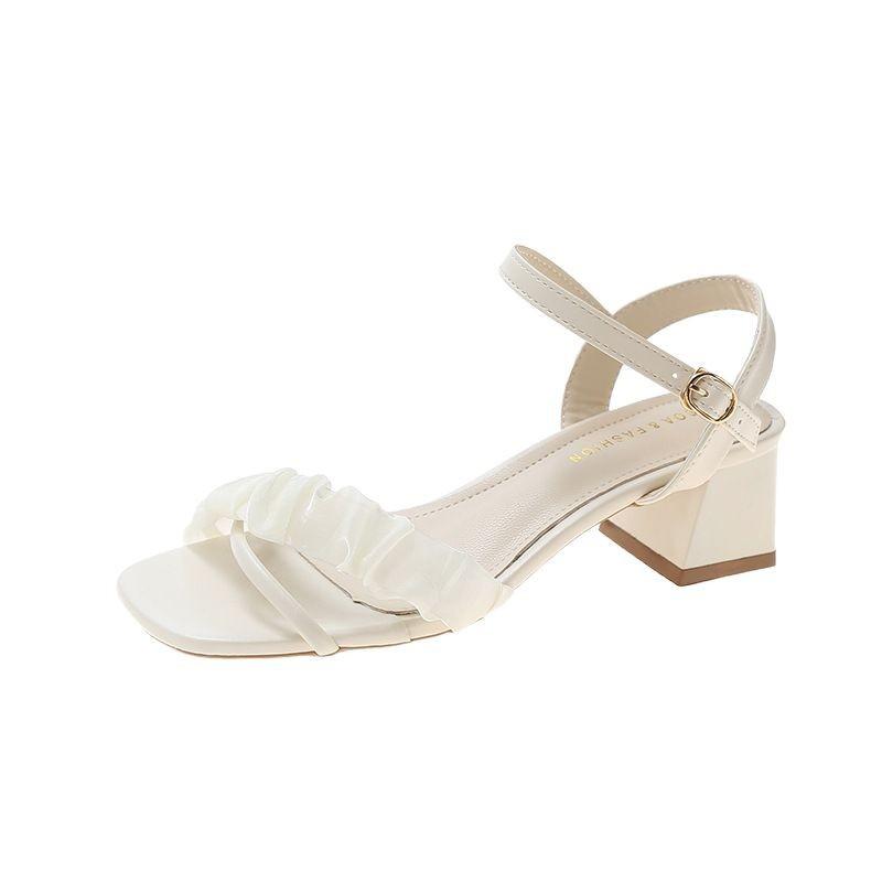 Новые туфли на высоком толстом каблуке с квадратным носком, модные повседневные сандалии на высоком каблуке для женщин