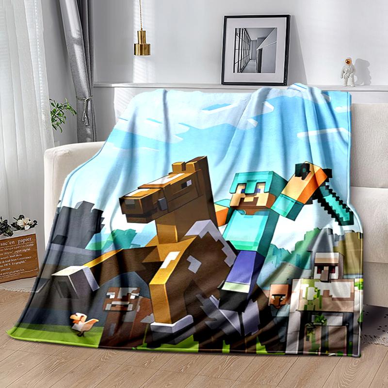 1pc Blanket Minecraft5 Print Design, Lightweight Blanket for Sofa, Bed- Soft &Warm, Gift for All Seasons like Christmas, Halloween