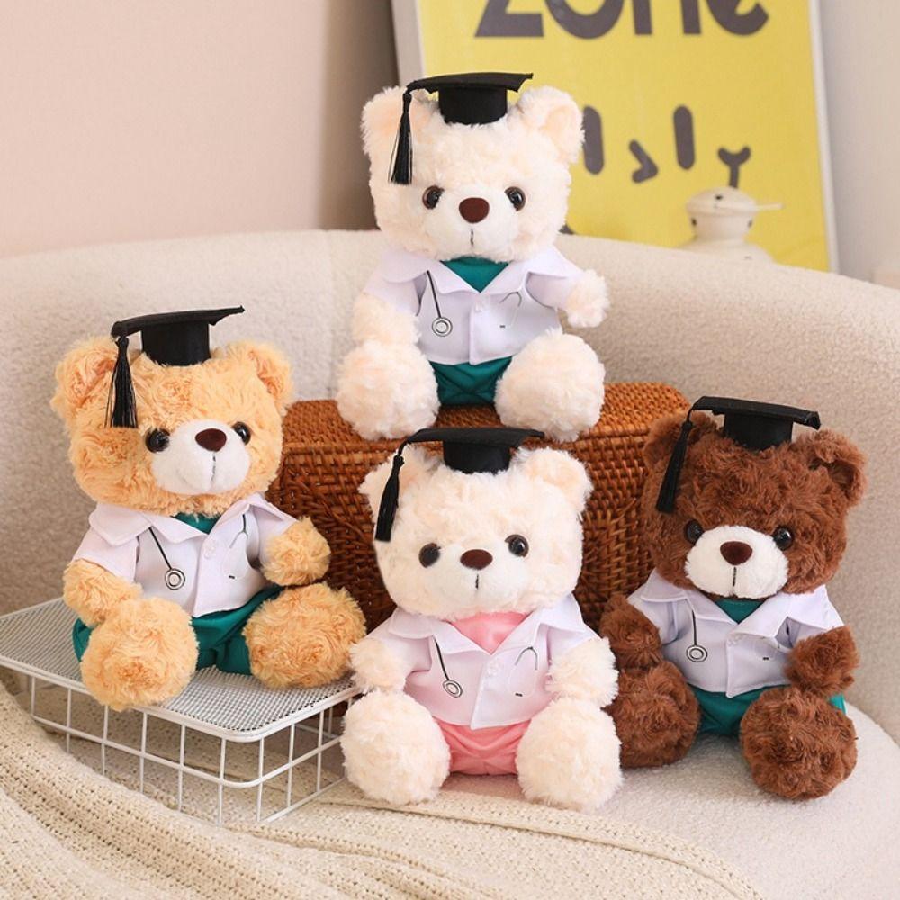 Stuffed Toy Doctor Cap Graduation Bear Doll Cartoon Bear Animal Doll Bachelor Bear Plush Toy Kids