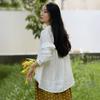 Cotton and linen women's clothing 1116 early autumn new long-sleeved linen shirt women's loose retro shirt temperament versatile top