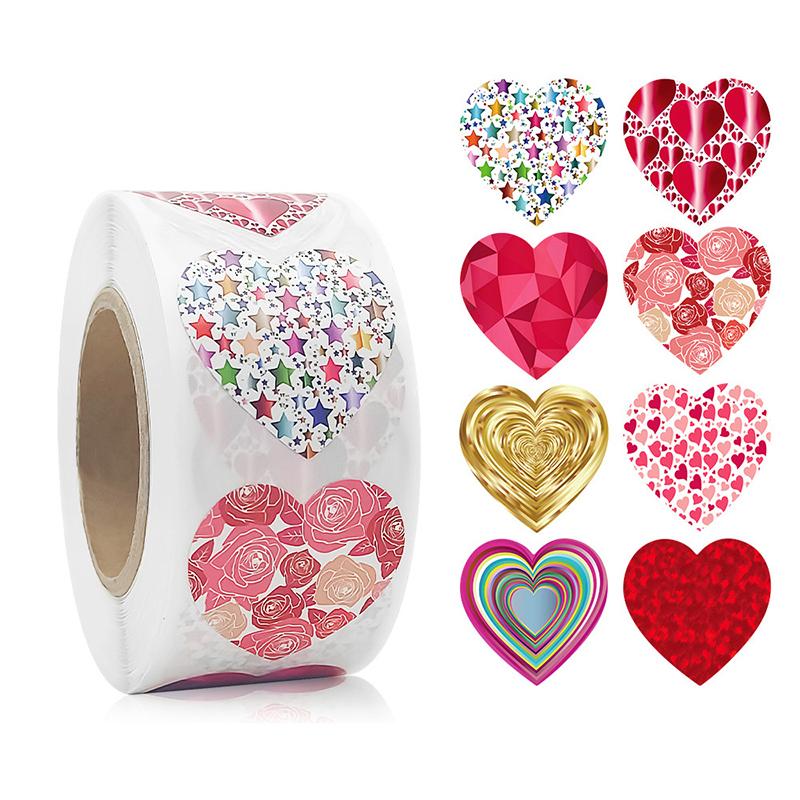 500 шт. цветная наклейка в форме сердца ко Дню святого Валентина, упаковка для подарков на день рождения, наклейка для приглашения на вечеринку, декоративная наклейка, этикетка для выпечки