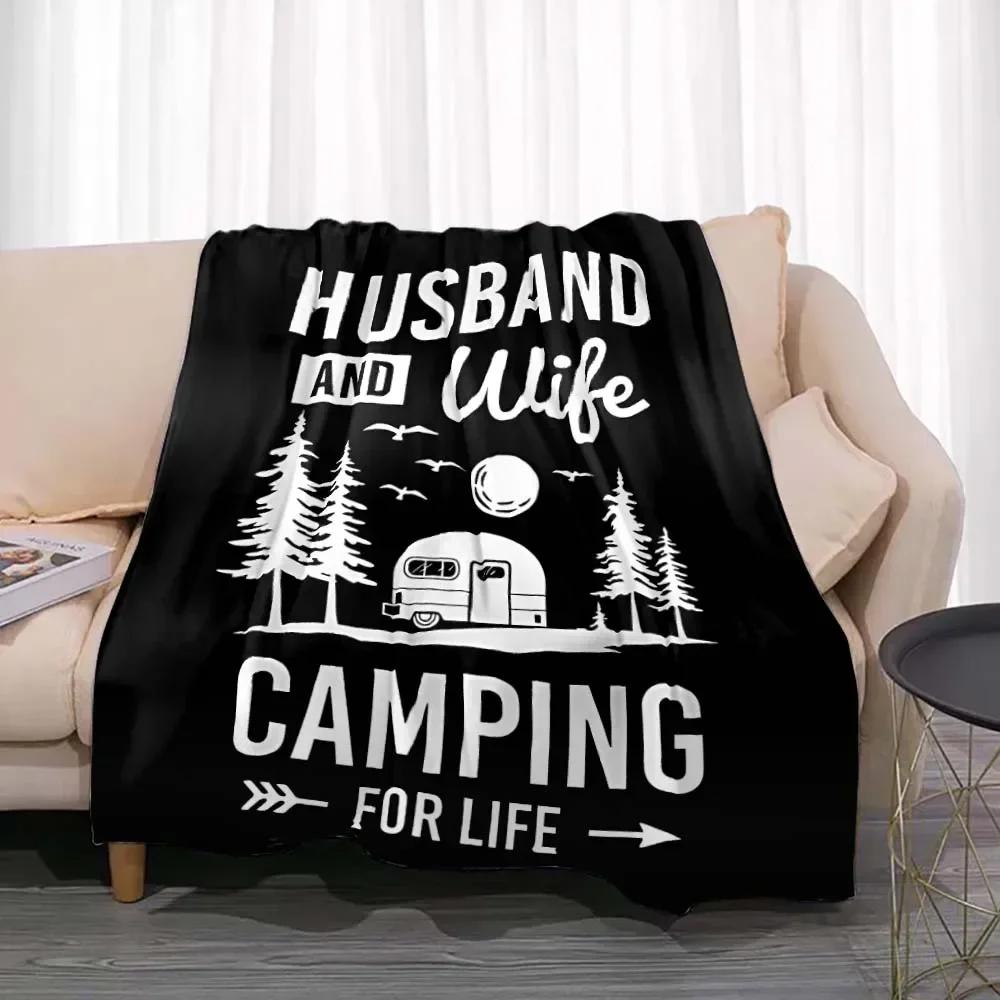 Модное одеяло Лето Счастливый кемпер Кемпинг Плед Кровать Диван Офис Кондиционер Мягкий Отдых Путешествия Настраиваемый Плед