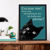 Смешной постер с кошкой, декор для ванной комнаты, винтажное настенное искусство, черное животное, цитата «Извините меня», ретро-картина на холсте, принт, комната, домашний декор