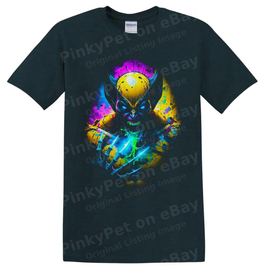 Wolverine Logan Neon Claws Superhero Graphic T Shirt Fan Tee Gift
