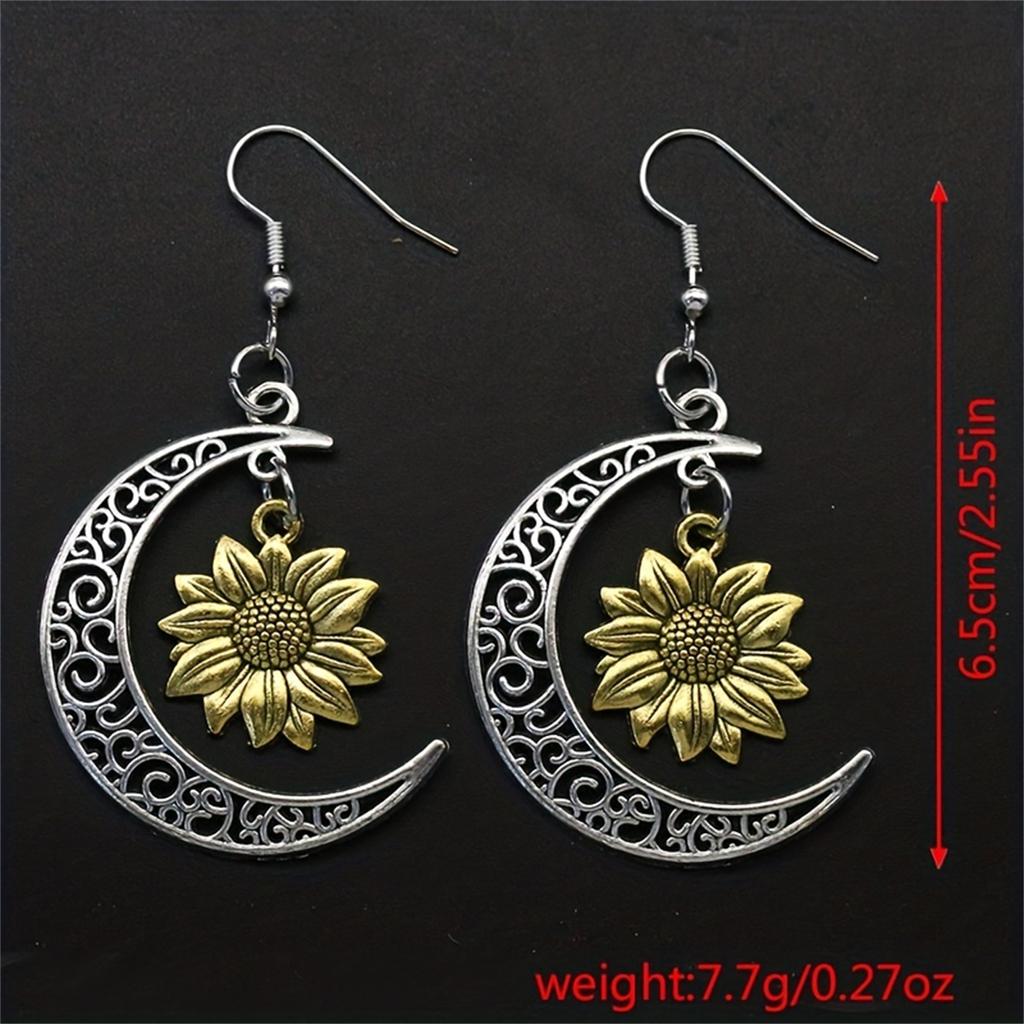 Изысканные резные серьги-подвески с лунным подсолнухом, элегантный стиль, сплав, ювелирные изделия в стиле бохо, нежный женский подарок
