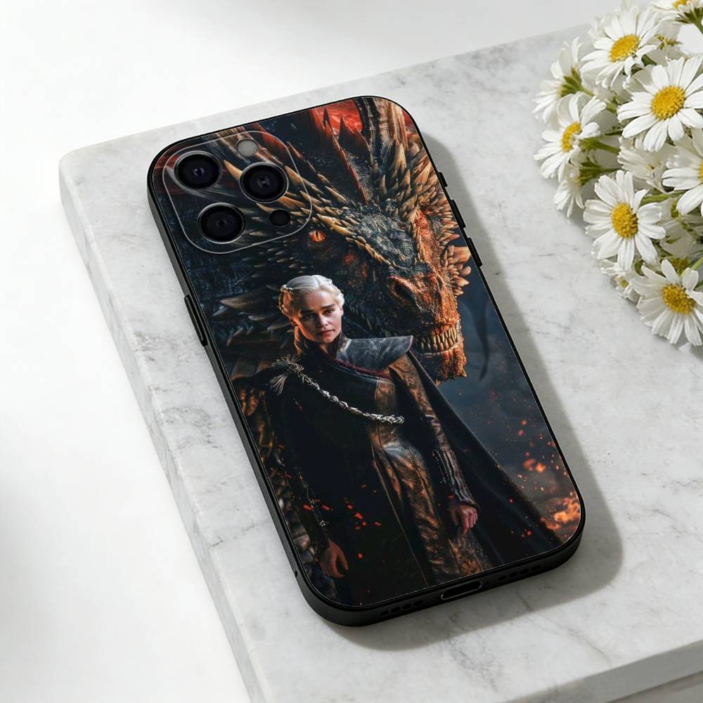 game of thrones-Dragon Mother Thrones Phone Case For iPhone 17,16,15,14,13,12,11 Plus,Pro,Max,Mini Silicone black Soft Cover