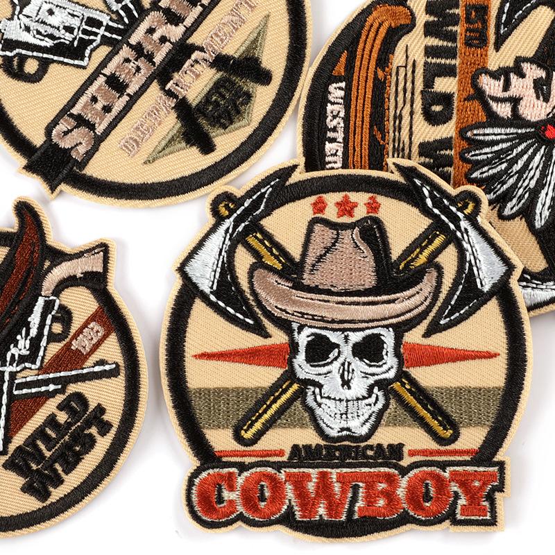 Вышитый логотип, значок, круглая персонализированная нашивка, наклейка, нашивка, наклейка в стиле вестерн, нашивка, аксессуары, наклейка из ткани