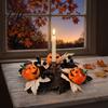 Reusable Holiday Pendant Pumpkin Candle Ring Leaves Berries Maple with Black 26cm Artificial Window Hanging Ornament Halloween Wreath for Table