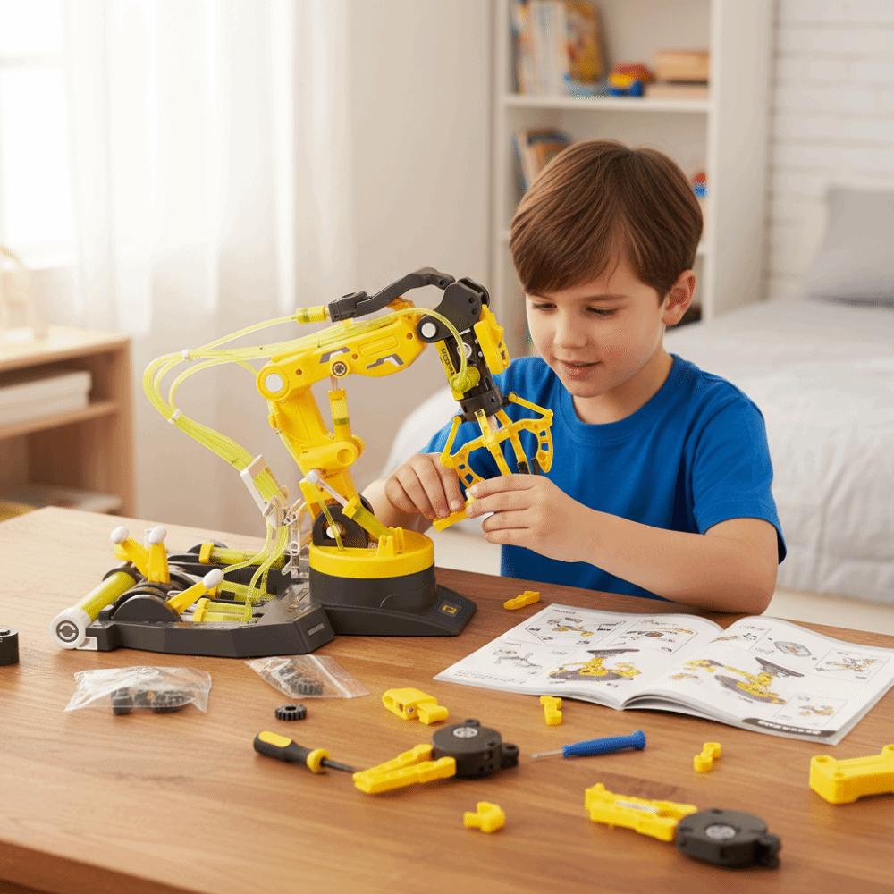DIY Assembled Hydraulic Mechanical Arm 3IN1 Model Kit STEM Assembly Toys Kids Technology Games