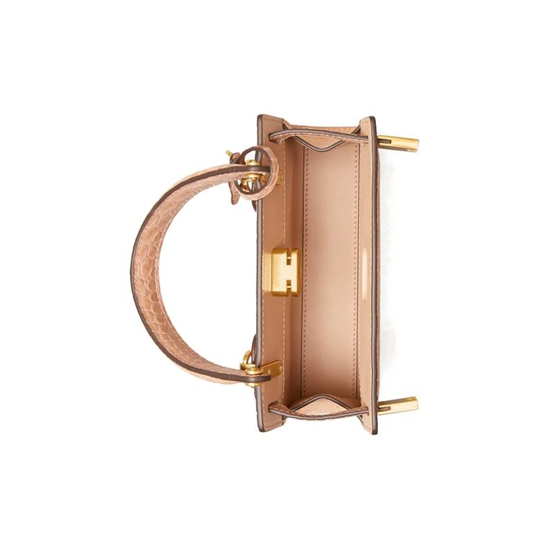 Tory Burch Lee Radziwill Crocodile Embossed Leather Mini Shoulder Crossbody Bag Women handbags Blush 75269-288