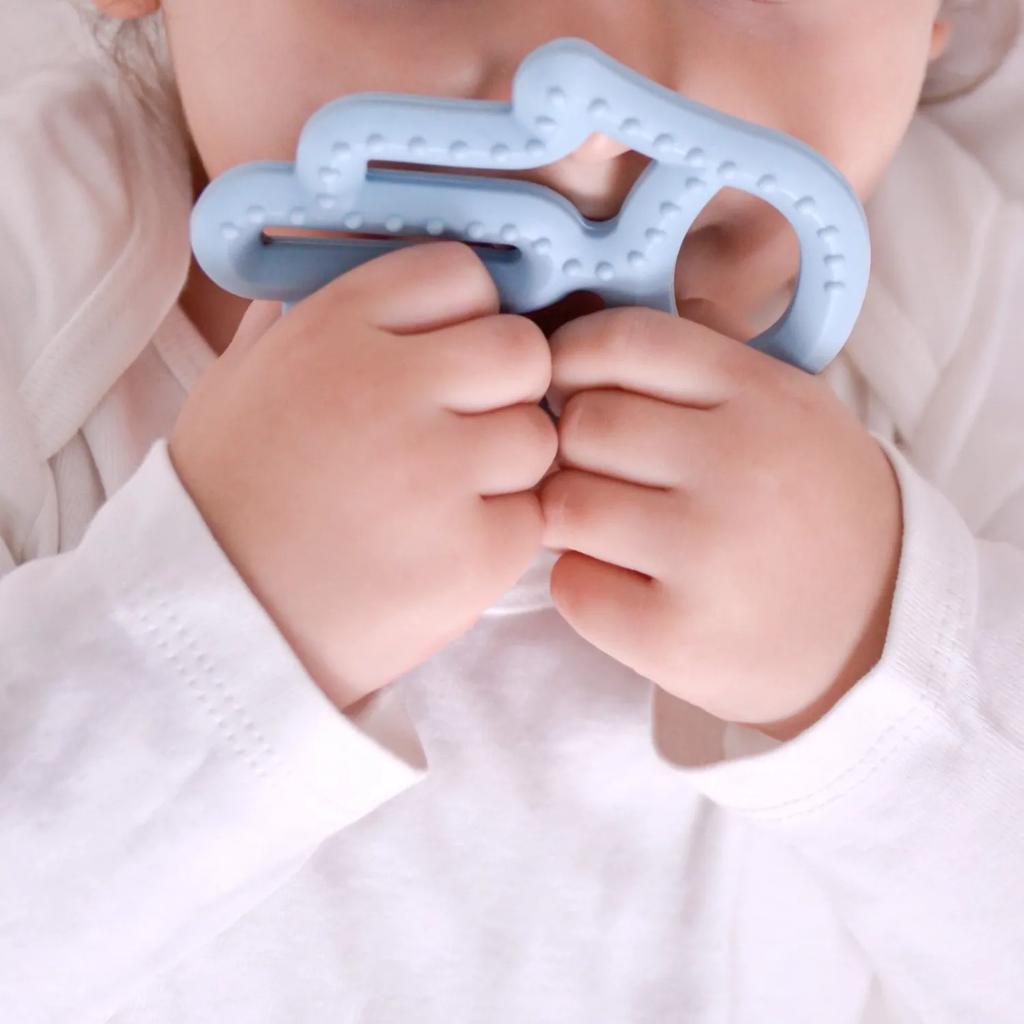 Silicone Teether for Babies Mom's Hand Toy Blue MinikOiOi 1 pc.