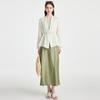 Gentle Autumn: Spring and Summer V-neck Waist Collection Simple Silk Shirt 100% Mulberry Silk Coat for Women