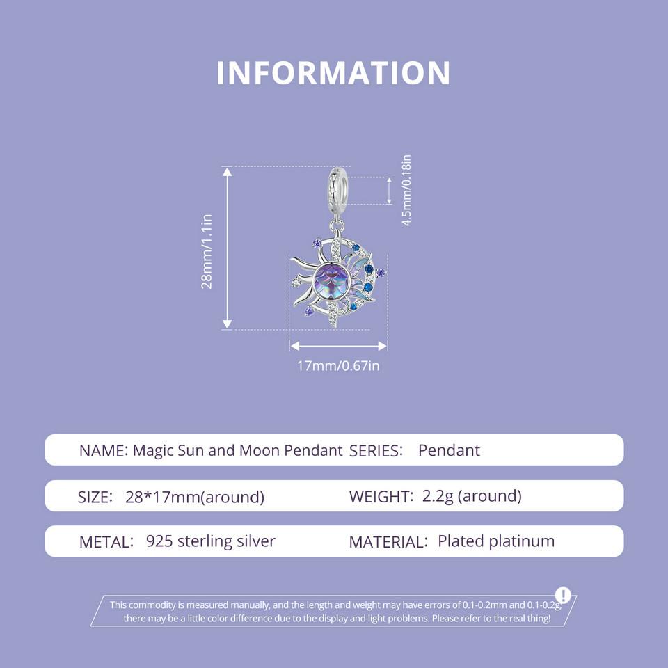 BAMOER стерлингового серебра 925 пробы волшебные подвески-бабочки Солнце и Луна бусины подходят для женщин оригинальные браслеты DIY ювелирные изделия