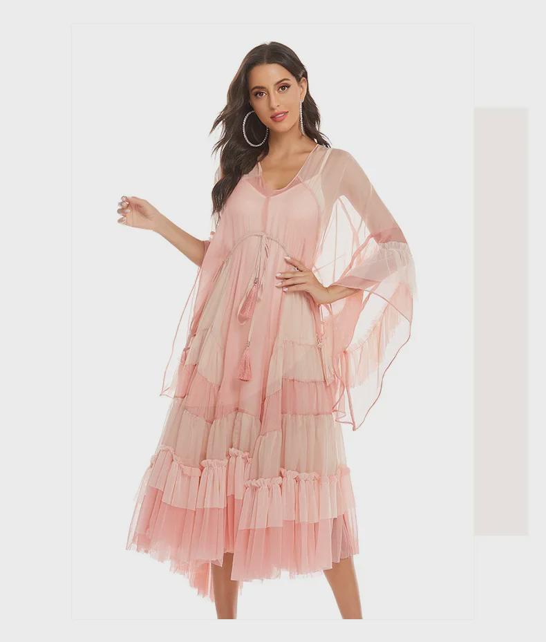 Пляжное платье с длинной юбкой в стиле бохо 2024 года — летний праздничный стиль