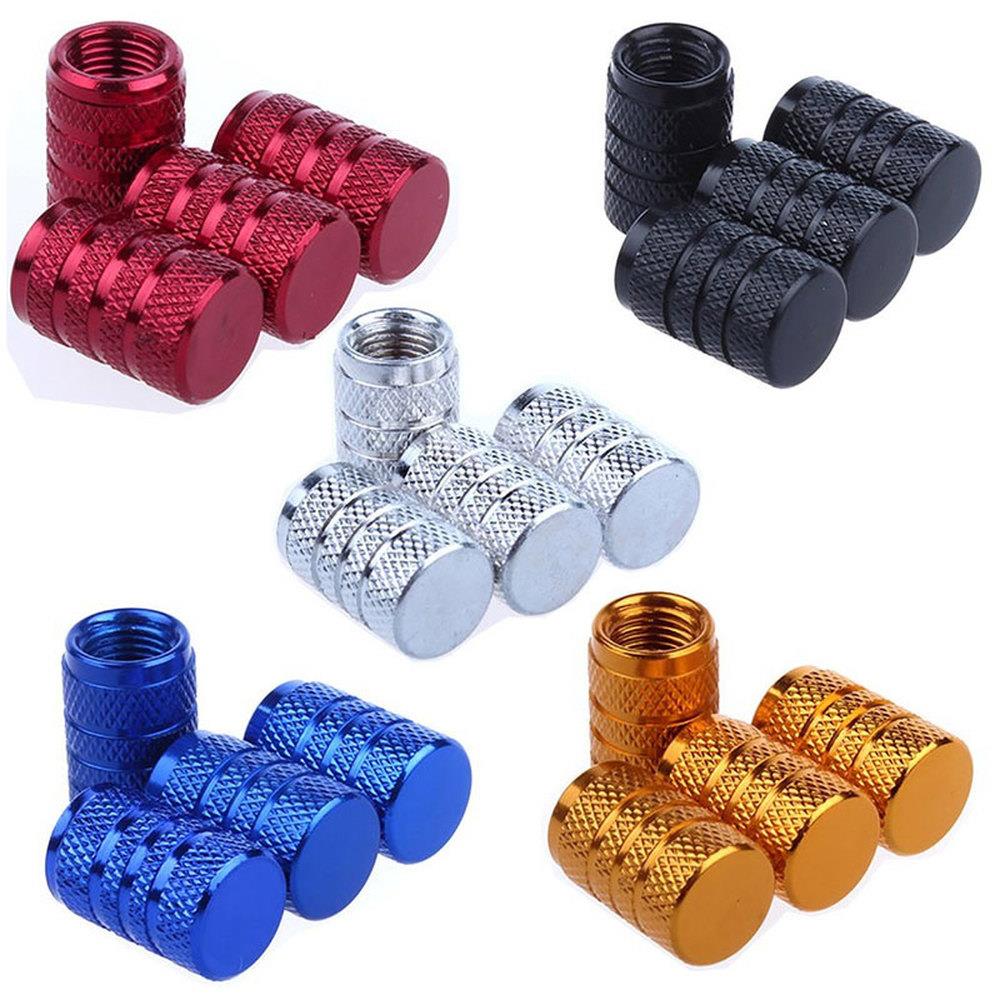 4Pcs Car Tire Valve Stems Cap Knurling Style Tire Valve Cap Aluminum Tire Wheel Stem Air Valve Cap car Universal accessories Valve Stems 1