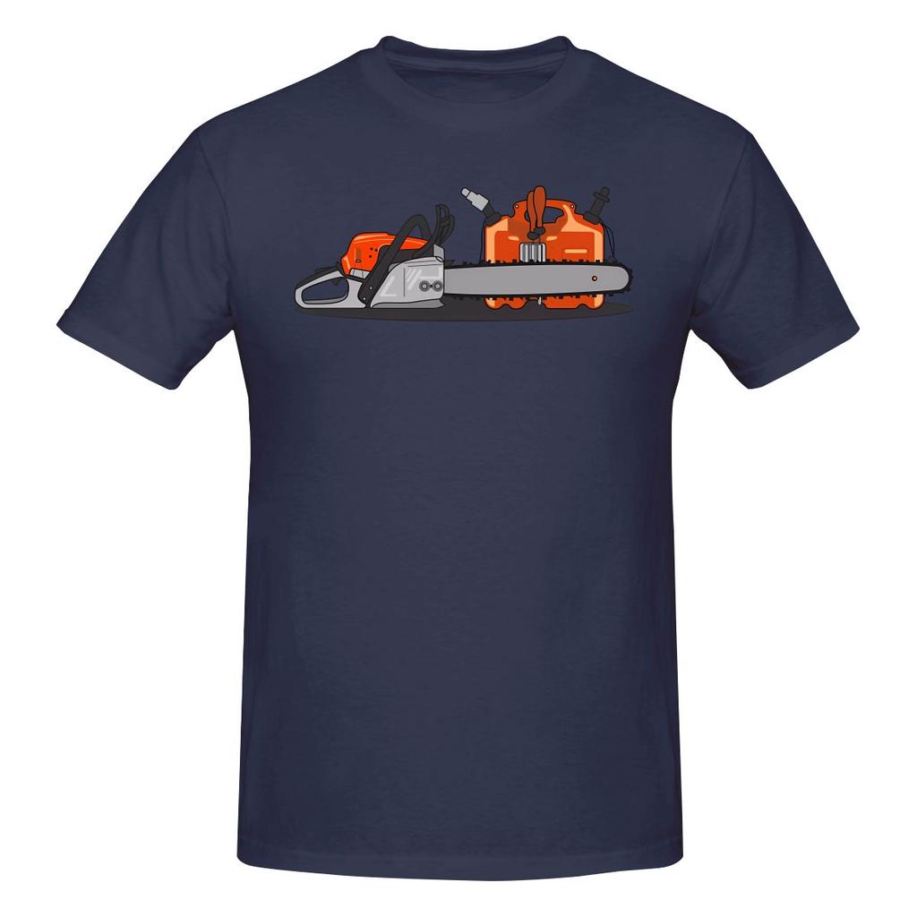 Chainsaw And A Combi Fuel Can Skinfriendly Tshirt Retro Street Embroidery Basic Tee