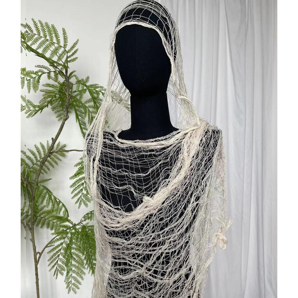 Distressed Shawl Wrap for Women Travel Photoshoots Ripped Mesh Scarf Shoulder Wrap for Outdoor All Matching Neckwear