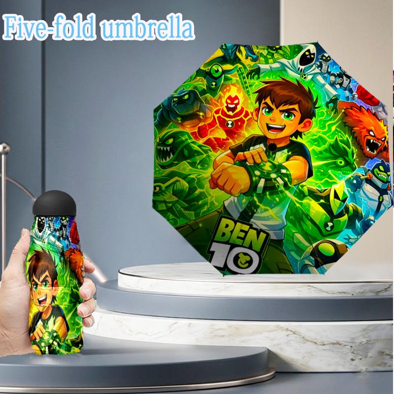 Superhero Cityscape Adventure Mini Umbrella, 5-Fold, Lightweight, Retractable Umbrella Features 8 Ribs, Ideal for Outdoor Use Birthday Gifts