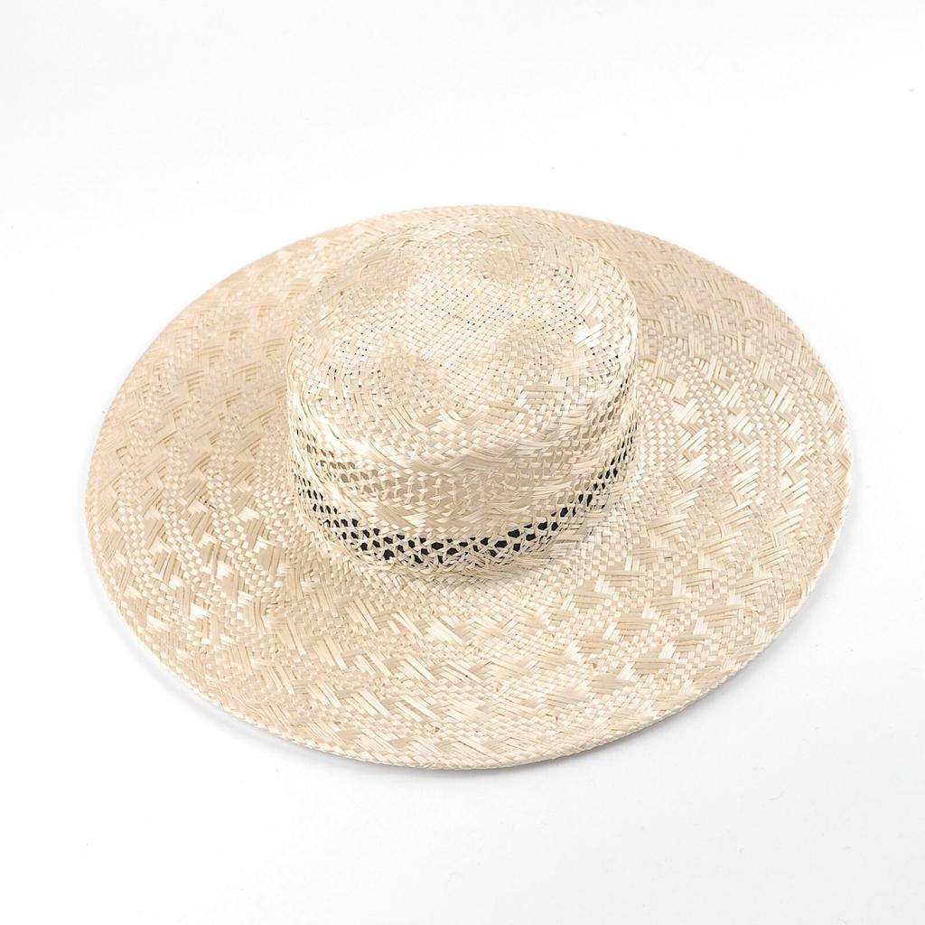 New summer sisal hollow flat top daily versatile hand-woven beach top hat photo straw hat woman