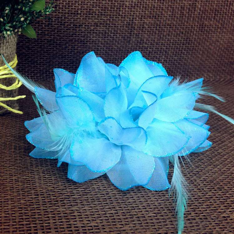 Fascinator Corsage 1X Flower Feather Brooch Wedding Ball Head Hair Clip