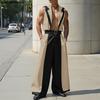2PCS Men Sleeveless Patchwork Stitching Waistcoat and Long Pants Outfits Sets