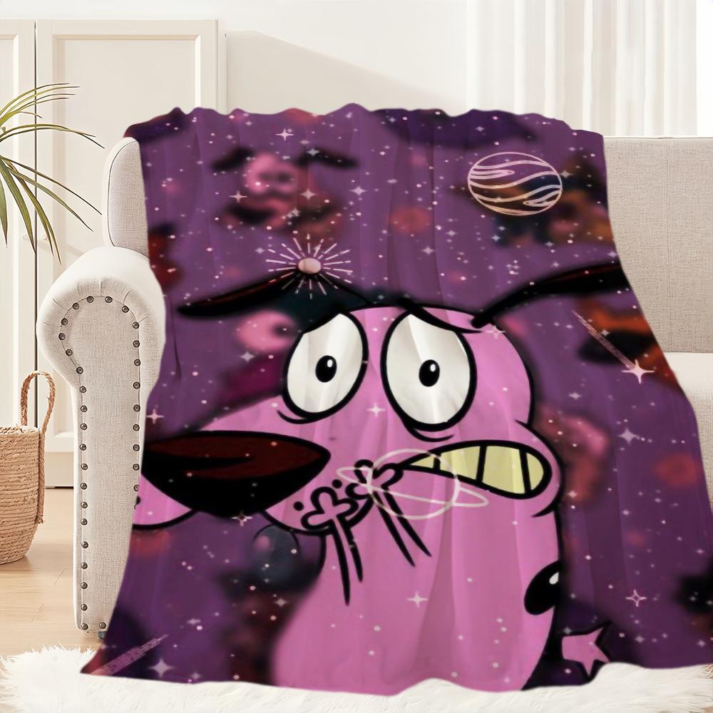 Cartoon C-Courage the C-Cowardly D-Dog Blanket Plush Nap Sofa rug for Living Room Office Bedroom Birthday Home Travel Kid Gifts