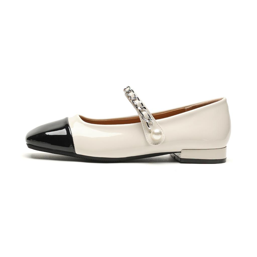 Weiwei Girl 220-1 Square Head Flat Bottom Mary Jane Shoes Girl Word with Light Mouth Color Matching Fairy Style Low Heel Single Shoes