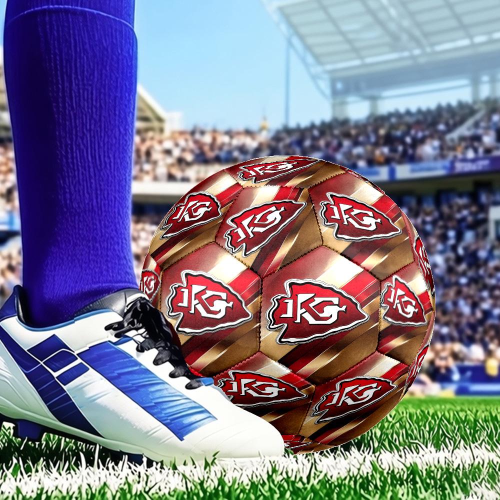 City Chiefs Emblem Printed Size 5 Soccer Ball - Durable, Machine-stitched, Soft and Comfortable, Suitable for Training and Matches Gift