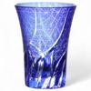 Mizukage Kiriko Glass X Ranbori Komon Bishou Current Model J-kitchens Cup, 8.4 11cm, 230cc, (Small Pattern), Blue, (Artisan)