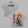 Denji Pochita Print Tee Anime Chainsaw Man Clothing Men Women Retro Washed T-shirts Short Sleeve Tshirt Oversized Cotton T Shirt