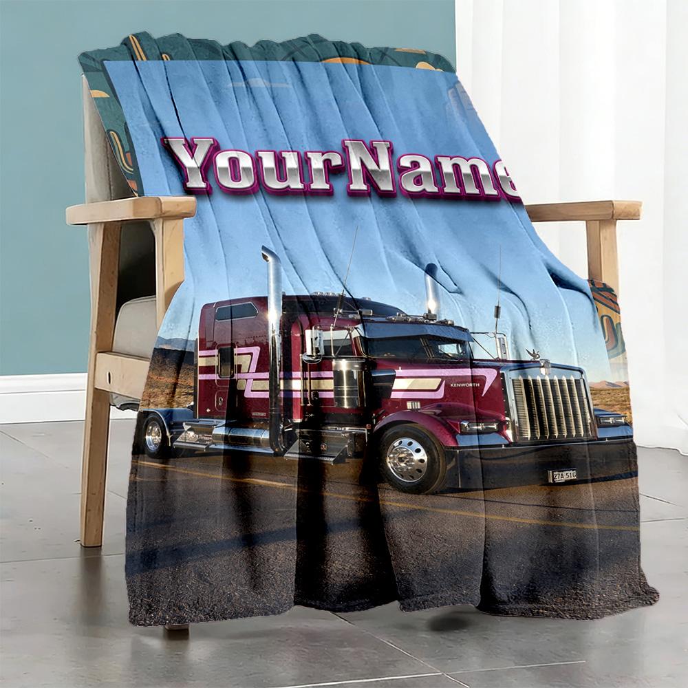 Kw Heavy Trucks Personalized Text Blanket Gift Customizable Blanket Soft Warm Cozy Great for Office Chair Livingroom Nap Living Room for All Occasions